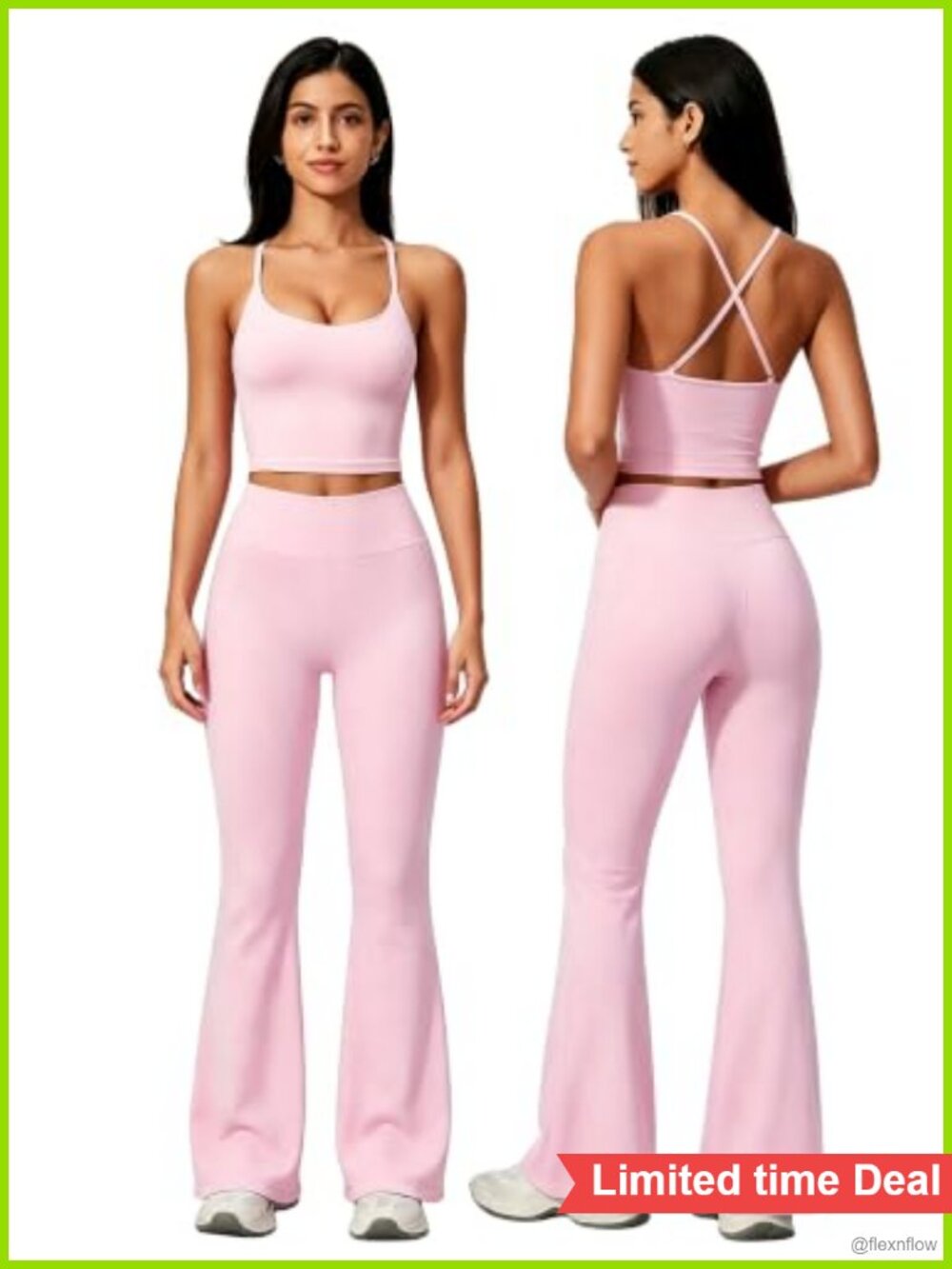 Women's Workout Set Crop Tank Top & High Waist Straight Leg Yoga Pants with
